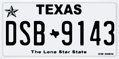 TX license plate DSB9143