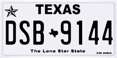 TX license plate DSB9144