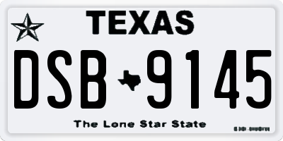 TX license plate DSB9145