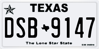 TX license plate DSB9147