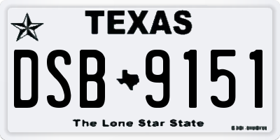 TX license plate DSB9151