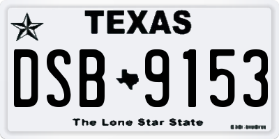 TX license plate DSB9153