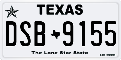 TX license plate DSB9155