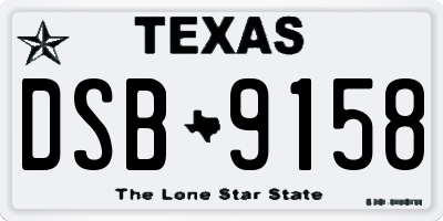 TX license plate DSB9158