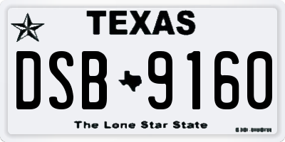 TX license plate DSB9160