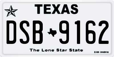 TX license plate DSB9162