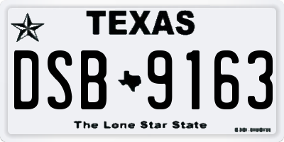 TX license plate DSB9163
