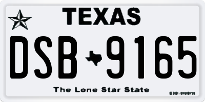 TX license plate DSB9165