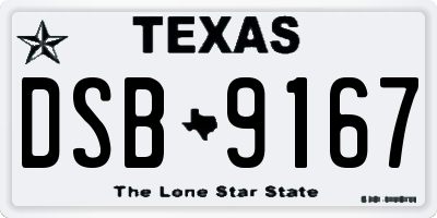 TX license plate DSB9167