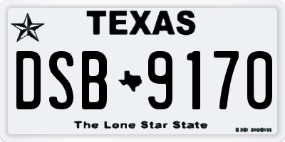 TX license plate DSB9170