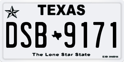 TX license plate DSB9171