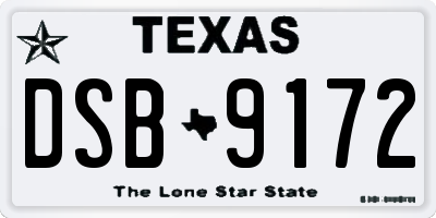 TX license plate DSB9172