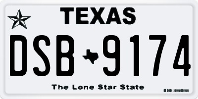 TX license plate DSB9174