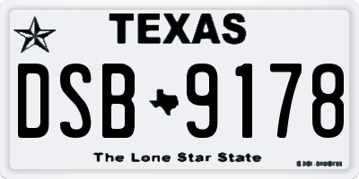 TX license plate DSB9178