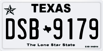 TX license plate DSB9179