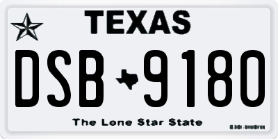 TX license plate DSB9180