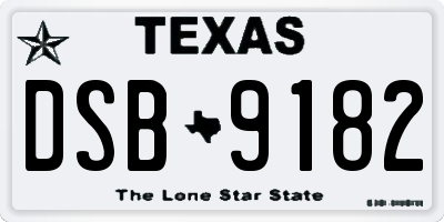 TX license plate DSB9182