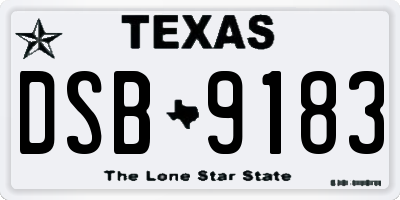 TX license plate DSB9183