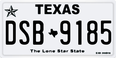 TX license plate DSB9185