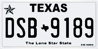 TX license plate DSB9189