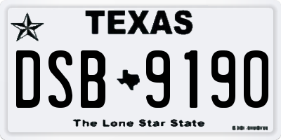 TX license plate DSB9190