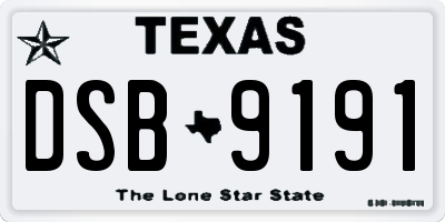 TX license plate DSB9191