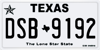 TX license plate DSB9192
