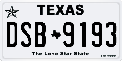 TX license plate DSB9193