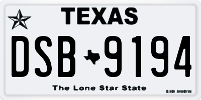 TX license plate DSB9194