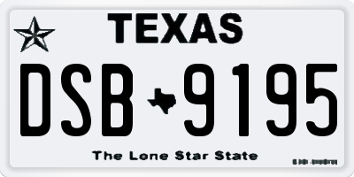 TX license plate DSB9195