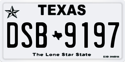 TX license plate DSB9197