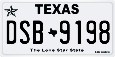 TX license plate DSB9198