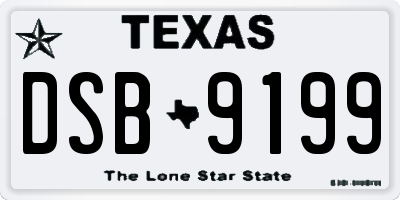TX license plate DSB9199