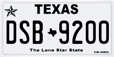 TX license plate DSB9200