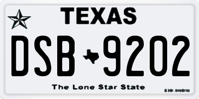 TX license plate DSB9202