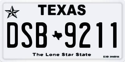 TX license plate DSB9211
