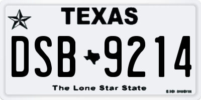 TX license plate DSB9214