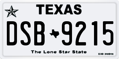 TX license plate DSB9215