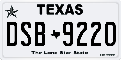 TX license plate DSB9220