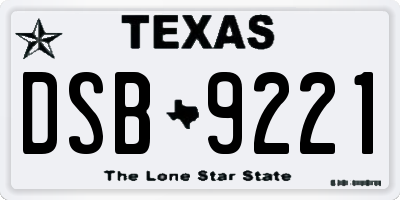 TX license plate DSB9221