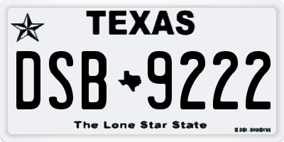 TX license plate DSB9222