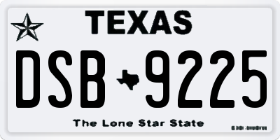 TX license plate DSB9225
