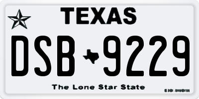 TX license plate DSB9229