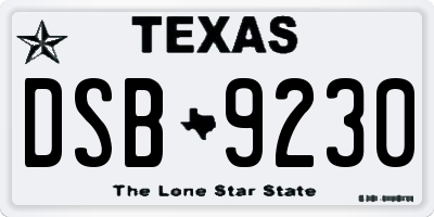 TX license plate DSB9230