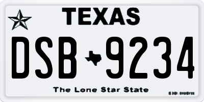 TX license plate DSB9234