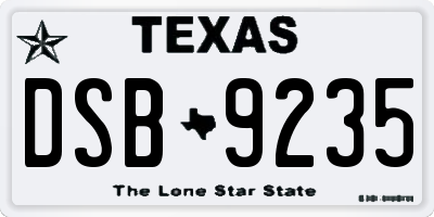 TX license plate DSB9235