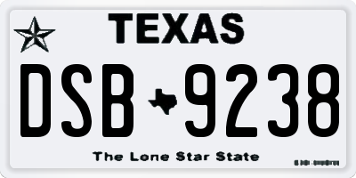 TX license plate DSB9238