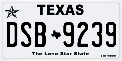 TX license plate DSB9239