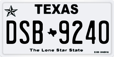TX license plate DSB9240