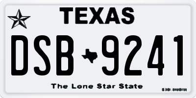 TX license plate DSB9241